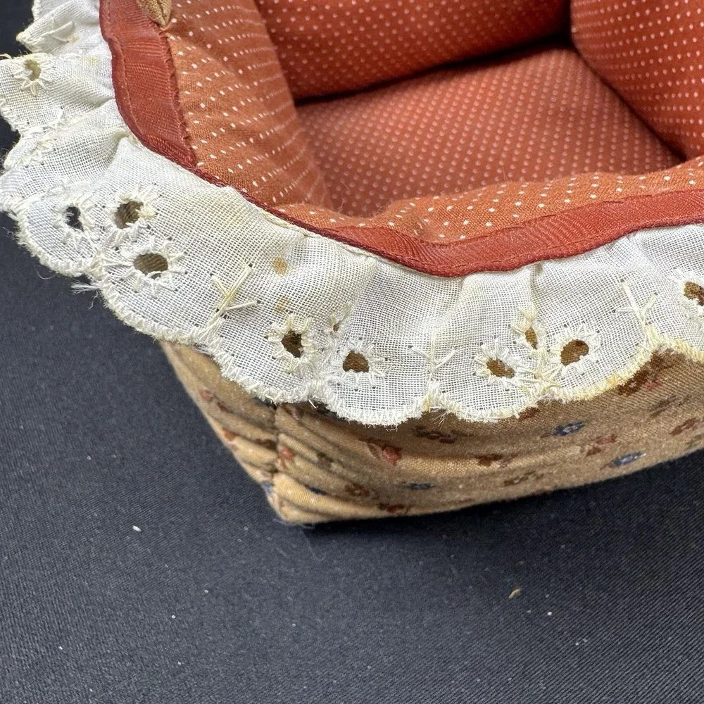 Vintage‎ Browns Floral Polka Dot Padded Basket